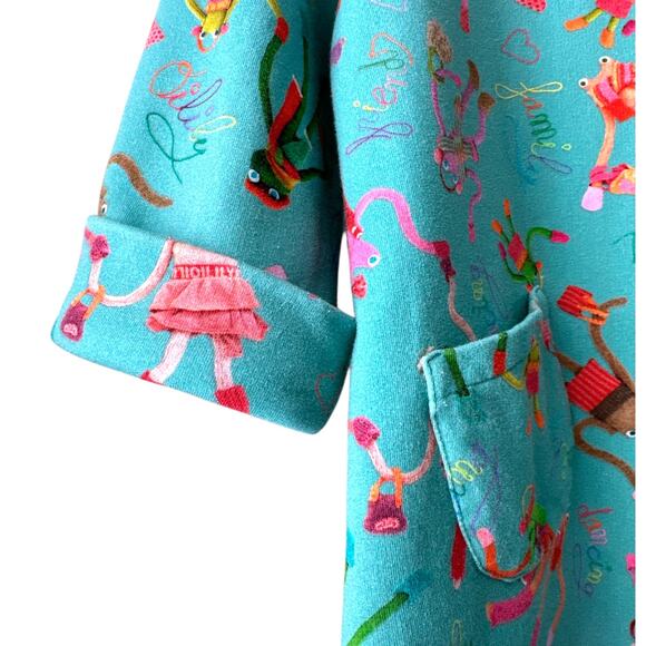 Oilily Organic Cotton Sweatshirt Dress and Striped Tights Size 104 (4T) Blue - Picture 6 of 16